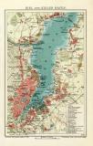 Kiel und Kieler Förde historischer Stadtplan Karte Lithographie ca. 1905