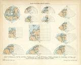 Kartenprojektionen historische Landkarte Lithographie ca. 1907