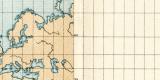 Kartenprojektionen historische Landkarte Lithographie ca. 1907