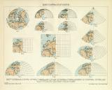 Kartenprojektionen historische Landkarte Lithographie ca. 1911