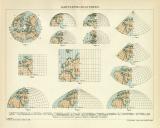 Kartenprojektionen Karte Lithographie 1912 Original der Zeit