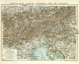 Kärnten Krain Salzburg Steiermark Tirol und Vorarlberg historische Landkarte Lithographie ca. 1906