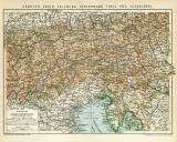 Kärnten Krain Salzburg Steiermark Tirol und Vorarlberg historische Landkarte Lithographie ca. 1912