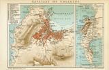Kapstadt und Umgebung historischer Stadtplan Karte Lithographie ca. 1902