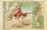 Kapstadt und Umgebung historischer Stadtplan Karte Lithographie ca. 1904