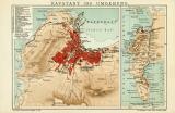 Kapstadt und Umgebung historischer Stadtplan Karte Lithographie ca. 1909