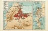 Kapstadt und Umgebung historischer Stadtplan Karte Lithographie ca. 1912