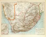 Kapkolonien Afrika Karte Lithographie 1902 Original der Zeit