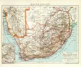 Kapkolonien Afrika Karte Lithographie 1905 Original der Zeit