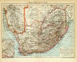 Kapkolonien Afrika Karte Lithographie 1907 Original der Zeit