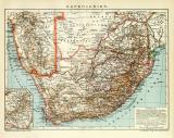 Kapkolonien Afrika Karte Lithographie 1912 Original der Zeit