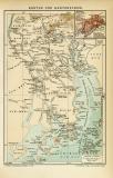 Kanton und Kantonstrom historische Landkarte Lithographie ca. 1904