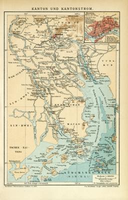 Kanton und Kantonstrom historische Landkarte Lithographie ca. 1907