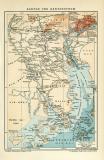 Kanton und Kantonstrom historische Landkarte Lithographie ca. 1909