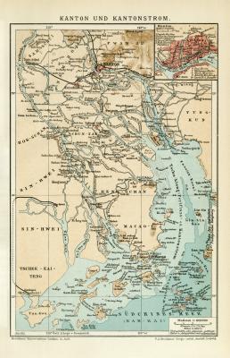 Kanton Karte Lithographie 1912 Original der Zeit