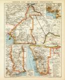 Kamerun Togo und Deutsch - Südwestafrika historische Landkarte Lithographie ca. 1902