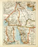 Kamerun Togo und Deutsch - Südwestafrika historische Landkarte Lithographie ca. 1902