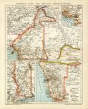 Kamerun Togo und Deutsch - Südwestafrika historische Landkarte Lithographie ca. 1904
