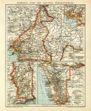 Kamerun Togo und Deutsch - Südwestafrika historische Landkarte Lithographie ca. 1910