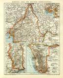 Kamerun Togo und Deutsch - Südwestafrika historische Landkarte Lithographie ca. 1912