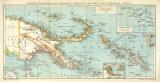 Kaiser - Wilhemlsland Bismarck  -Archipel Salomon- und Marschall Inseln historische Landkarte Lithographie ca. 1902