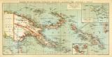 Kaiser - Wilhemlsland Bismarck  -Archipel Salomon- und Marschall Inseln historische Landkarte Lithographie ca. 1904