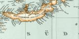 Kaiser - Wilhemlsland Bismarck  -Archipel Salomon- und Marschall Inseln historische Landkarte Lithographie ca. 1905