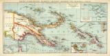 Deutsche Kolonien Pazifik Karte Lithographie 1909...