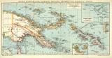 Kaiser - Wilhemlsland Bismarck  -Archipel Salomon- und Marschall Inseln historische Landkarte Lithographie ca. 1910
