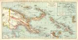 Kaiser - Wilhemlsland Bismarck  -Archipel Salomon- und Marschall Inseln historische Landkarte Lithographie ca. 1912