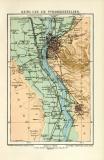 Kairo und die Pyramidenfelder historischer Stadtplan Karte Lithographie ca. 1902