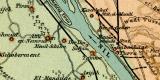 Kairo und die Pyramidenfelder historischer Stadtplan Karte Lithographie ca. 1907
