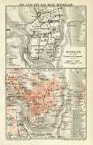 Das alte und das neue Jerusalem historischer Stadtplan Karte Lithographie ca. 1902
