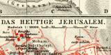 Das alte und das neue Jerusalem historischer Stadtplan Karte Lithographie ca. 1909