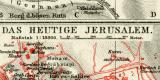 Das alte und das neue Jerusalem historischer Stadtplan Karte Lithographie ca. 1912