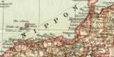 Japan und Korea historische Landkarte Lithographie ca. 1904