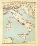 Militärdislokation in Italien historische Militärkarte Lithographie ca. 1904