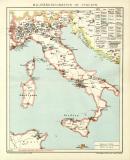 Militärdislokation in Italien historische Militärkarte Lithographie ca. 1905