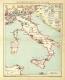 Militärdislokation in Italien historische Militärkarte Lithographie ca. 1906
