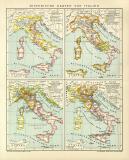 Italien Historischen Karte Lithographie 1912 Original der Zeit