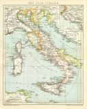 Das Alte Italien historische Landkarte Lithographie ca. 1902