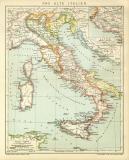Das Alte Italien historische Landkarte Lithographie ca. 1904