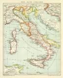Das Alte Italien Karte Lithographie 1905 Original der Zeit