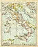Das Alte Italien Karte Lithographie 1907 Original der Zeit