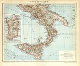 UnterItalien historische Landkarte Lithographie ca. 1902