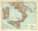 Unter Italien Karte Lithographie 1909 Original der Zeit