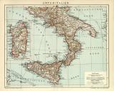 Unter Italien Karte Lithographie 1912 Original der Zeit