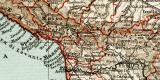 Ober-  und Mittelitalien historische Landkarte Lithographie ca. 1905