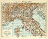 Ober-  und Mittelitalien historische Landkarte...