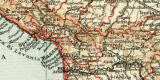 Ober-  und Mittelitalien historische Landkarte Lithographie ca. 1911